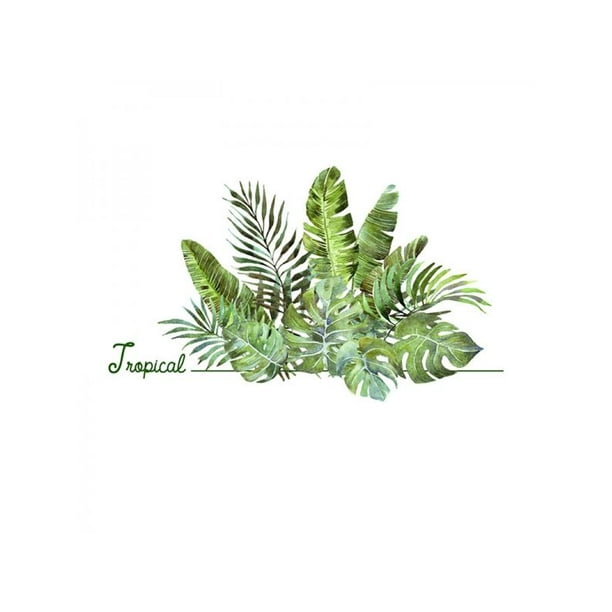 Tropical Leaves Green Plant Wall Stickers PVC Decal Nursery Art Mural Home Decor Tropical Leaves Green Plant Wall Stickers PVC Decal Nursery Art Mural Home Decor